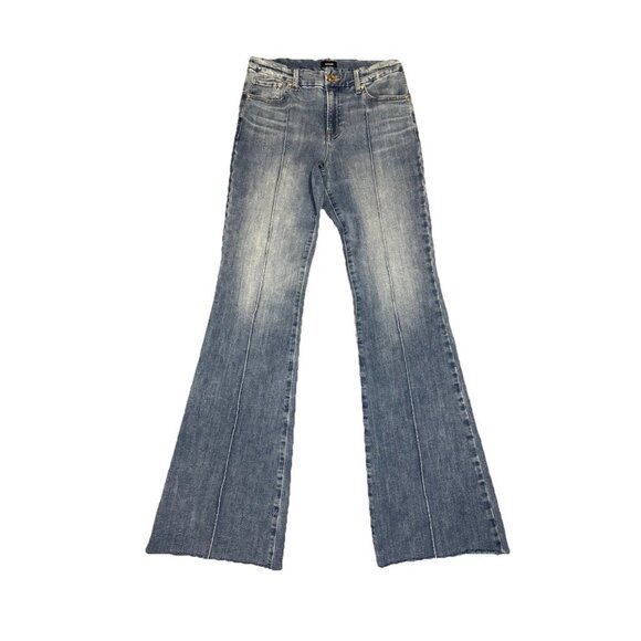 Express Denim - EXPRESS Blue Jeans Wide Leg Flare Mid Rise Med Wash Y2k 90s Boho Western 28x34